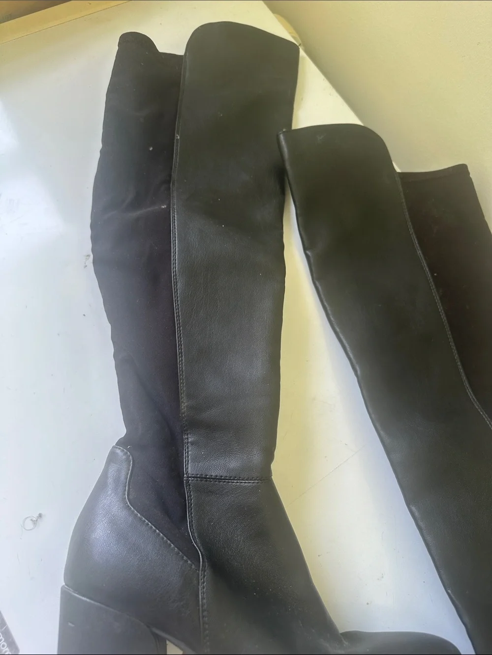 Marc Fisher Black Over-the-Knee Block Heel Boots